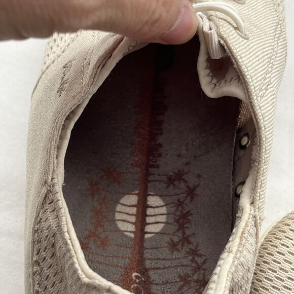 Olukai Waialua Lace Drop-In-Heel Sneaker Shoe Womens Size 9 Ivory Comfort Casual - Picture 7 of 14